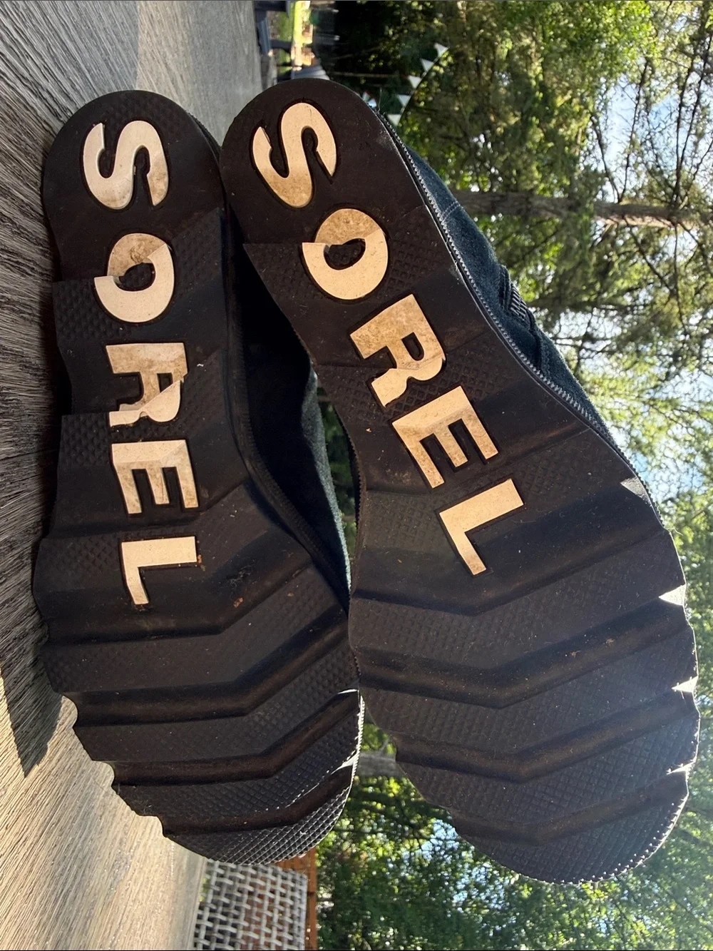 Sorel Black Suede Wedge Ankle Booties with Side Zip